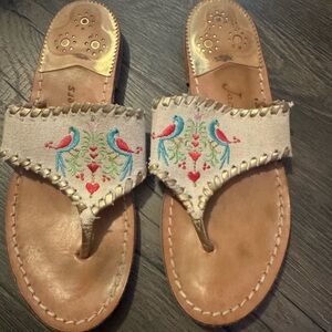 Jack Rogers Embroidered Tan Sandals